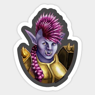 Purple Punk Orc Warrior Lady Sticker